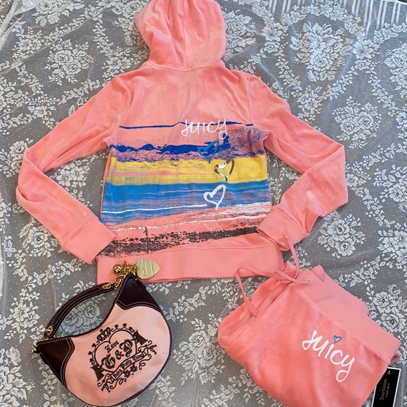 Y2K Juicy Couture Barbie bubblegum Pink velour tracksuit Set NEW - Picture 7 of 12